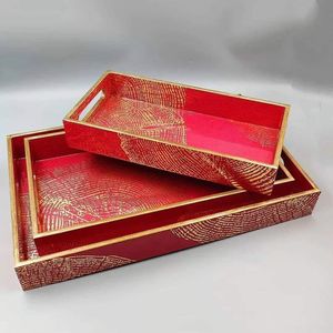 Juego de bandejas redondas de madera para servir con elegancia en cada servicio con esmalte impreso para decorar la cocina del hogar y la bandeja para servir en el restaurante - Product Image 6