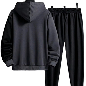 Zipper Hooded Solid Fashion Streetwear Sweatsuit Two Piece Set Tracksuit for Men Women Casual Jogger Sportswear 100% Cotton - Product Image 2