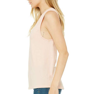 Polyester/Cotton <b>Sleeveless</b> Fitness Elastic Bodybuilding Tank <b>Top</b> for Women with Breathable <b>Knitted</b> Fabric and Custom Front Logo - Product Image 5