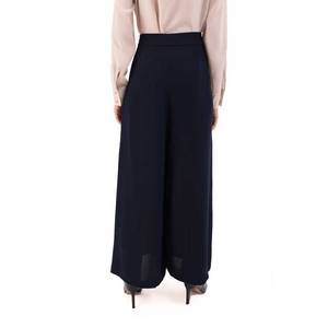 <b>Navy</b> Crepe Pencil <b>Wrap</b> Skirt with Slit Comfortable Knitted Viscose for Office Lady - Product Image 6
