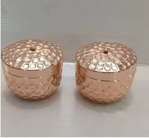 Designer Hammered Copper Finished Copper Decorative Jars Flowered Lid for <b>Glass</b> <b>Candle</b> <b>Holders</b> - Product Image 2