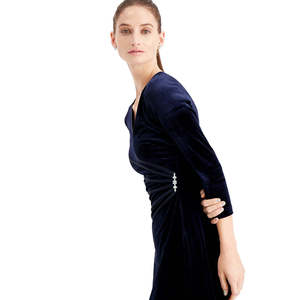 Abito da donna Connected blu navy taglia 8 con spilla in velluto e strass, confortevole, linea ad A, vita naturale - Product Image 3