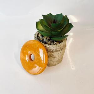 Colgante hecho de ámbar, Donut de ámbar natural color caramelo, Colgante circular amarillo - Product Image 4