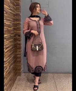 FANCY RAYON SEQUENCE EMBROIDERY WORK TOP BOTTOM WITH DUPATTA FESTIVE WEAR WHOLESALE PRICE ETHNIC GARMENT <b>PURPLE</b> KURTA SET - Product Image 5