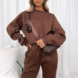 Ropa de calle de invierno, Jersey, chándal para mujer, de algodón 100% Material, transpirable, estampado de logotipo personalizado, servicio OEM sólido - Product Image 5