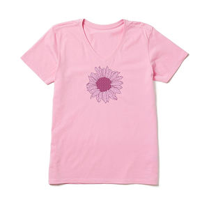 เสื้อยืดคอกลมแขนสั้นสำหรับผู้หญิงตกแต่งโลโก้สีทึบทรงโอเวอร์ไซส์เข้ารูปทำจากผ้าฝ้าย100% - Product Image 2