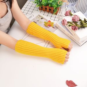 DLL520 gants en tricot <span class=keywords><strong>au</strong></span> <span class=keywords><strong>Crochet</strong></span> pour femmes, gants d'hiver, chauffe-bras tricoté sans <span class=keywords><strong>doigts</strong></span>, longs poignets, mitaines en acrylique - Product Image 4