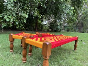 Handcrafted Wooden Cotton Rope Woven Khat Bed Handmade Furniture for Living Room Wooden Charpai Khat for Sitting - Set of 3 - Product Image 5