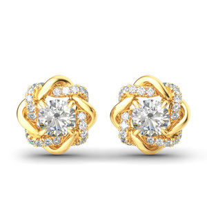 Pendientes de Corazón Jeulia Knot of Love en Plata de Ley Chapada en Oro de 14K con Diamante - Product Image 1