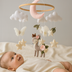 Safari Jongen Meisje Op Maat Bebe <span class=keywords><strong>Cradle</strong></span> Opknoping Speelgoed Vilt Hertenbloem Kinderkamer <span class=keywords><strong>Baby</strong></span> Mobiele Telefoons Voor Pasgeboren Wieg - Product Image 1
