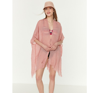 Bohemian Fringed <b>Beach</b> Pareo V-Neck <b>Linen</b>-Feel Swimwear <b>Cover</b>-<b>up</b> Sarong Summer Durable Cotton Feel Premium Hand-rolled Edges - Product Image 4