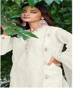 Vêtements islamiques robe élégante en lin modeste 3 pièces hiver Abaya Pakistan Salwar costume Kameez Dubai Abaya vêtements pour femmes - Product Image 2