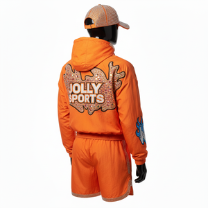 Conjunto de Pantalones Cortos Cortavientos de Nailon Premium, Ropa Deportiva Ligera con Logotipo de Transferencia de Calor con Pedrería, Conjunto de Pantalones Cortos Cortavientos para Hombre - Product Image 5