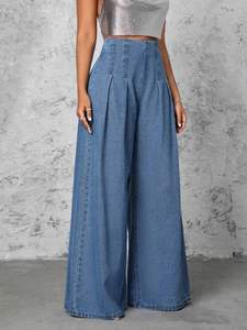 Pantalones y pantalones de mujer de alta calidad Blue Denim Slim Fit Vintage Casual Fashion Ventas completas - Product Image 2