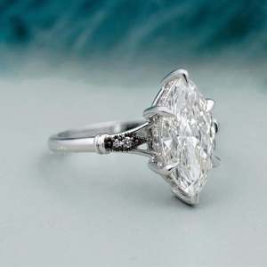 Anillo de Compromiso con Halo Oculto de Diamantes Cultivados en Laboratorio, Corte Marquesa Vintage de 3 Ct para Mujer, Certificado IGI - Product Image 2
