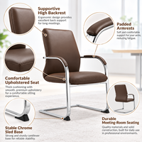 Chaise de conférence moderne en cuir PU avec structure chromée pour bureau, salle de réunion, zone de réception