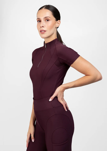 2026 Performance Women Equestrian Riding Shirt Lightweight Breathable Stretch Fabric <b>Short</b> <b>Sleeve</b> <b>Base</b> <b>Layer</b> OEM Service - Product Image 2