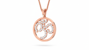 14K Gold & Natural Diamond Hindu Religious Om Pendant For Women's - Product Image 3