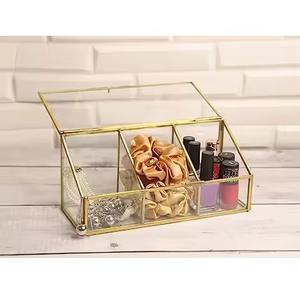 Boîte de présentation à 3 compartiments, boîte à maquillage décorative en verre, boîte à bijoux en verre de qualité supérieure, décoration d'intérieur - Product Image 1