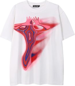 T-shirt unisexe oversize délavé vintage à imprimé graphique, style streetwear décontracté pour le printemps, méthode d'impression numérique - Product Image 1