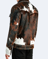 Veste en cuir de vachette personnalisée pour hommes | Hair on Hide Cow Boy Vestes en cuir de camionneur personnalisées | Vestes pour hommes