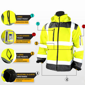 Veste en polyester et nylon imperméable à l'eau avec logo de gilet de sécurité coupe-vent pour hommes sur mesure - Product Image 5