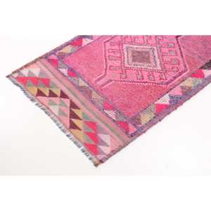 Vintage <b>Runner</b> <b>Rug</b>, 2.8x9.5 ft Turkish <b>Rug</b>, Pink Ombr Wool <b>Rug</b> - Product Image 2