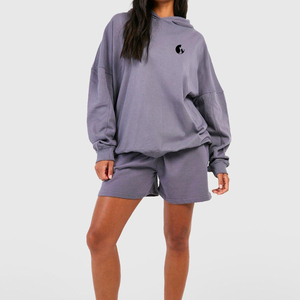 Meilleure vente 2 pièces ensemble femmes Quickdry respirant 100% coton matériel Streetwear femmes ensemble Logo personnalisé - Product Image 3