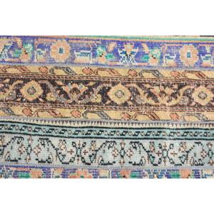 พรมปูพื้นขนแกะสไตล์ตุรกีโบราณขนาด2.5x3.5ฟุตหรูหราสไตล์ดั้งเดิมสีน้ำเงินลายเย็บปะต่อสีเบจแบนลาเท็กซ์สำหรับโถงทางเดิน - Product Image 5