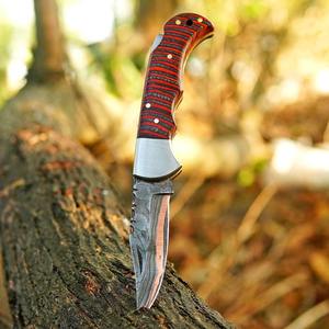 Couteau pliant en cuivre Damas élégant avec manche en bois de rose Couteau de poche parfait Groomsman Gift Anniversary Gift - Product Image 2