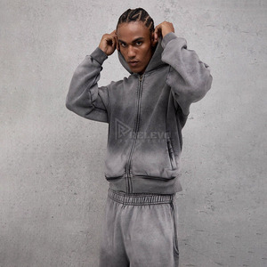 ชุดวอร์มผ้าฝ้าย100% โอเวอร์ไซส์ของผู้ชายชุดวอร์มซักด้วยกรดชุดวอร์มฤดูหนาว - Product Image 3