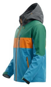 Veste Softshell Homme Hiver Entièrement Imperméable et Respirante à Capuche Col Montant avec Logo Frontal en Polyester Anti-Intempéries pour Activités Extérieures - Product Image 5