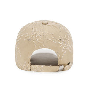 Casquette de baseball personnalisable en coton uni à 6 panneaux avec broderie 3D rayée et logo, style sportif vieilli, 2026 - Product Image 4