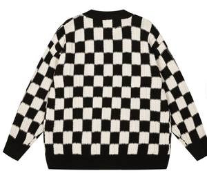 Automne Hiver Vintage Hommes Rétro Américain Motif Damier Pull - Product Image 2