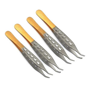 REHMAT NOOR INDUSTRY RN-TTF-001 Pinzas Adson Premium de Acero Inoxidable para Tejidos y Apósitos, 4.75 Pulgadas, Curvas, Mango Dorado, Finas - Product Image 4