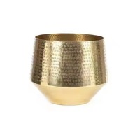 Set 2 Pot Tanaman Hias Lapis Emas Ramah Lingkungan Berbagai Ukuran Pot Bunga Logam untuk Taman Dalam/Luar Ruangan