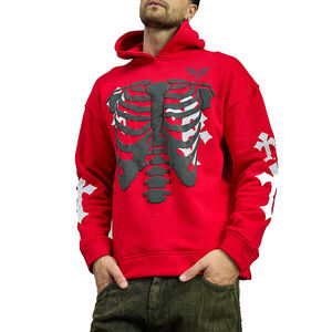 เสื้อฮู้ดพิมพ์ลายโครงกระดูกสีน้ำเงินคุณภาพสูง เสื้อฮู้ดลายกราฟิกรูปทรงกระดูกอ่อน เสื้อสเวตเชิ้ตผ้าฝ้ายฟลีซสตรีทแวร์แบบยูนิเซ็กซ์สั่งทำได้ - Product Image 6