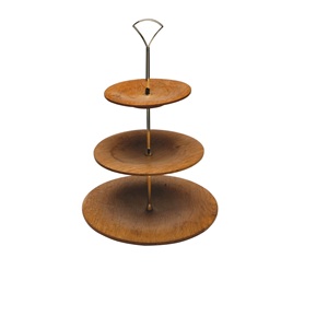 Top Trending Home Hotel Restaurant Cup <b>Cake</b> Server Stand <b>Weddings</b> Walnut Finishing Rounded Cup <b>Cake</b> Server Stand - Product Image 1