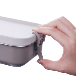 Boîte à lunch bento en acier inoxydable et silicone de qualité alimentaire <span class=keywords><strong>EasyLife</strong></span>, <span class=keywords><strong>2</strong></span> compartiments, couvercle à clip, capacité de 850 ml, design empilable - Product Image 5