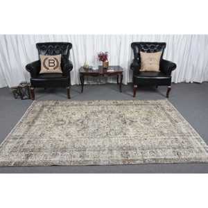Vintage 5.2x8.3 ft Rug, Turkish Rug, <b>Brown</b> Polka dot Rug <b>Wool</b> - Product Image 2