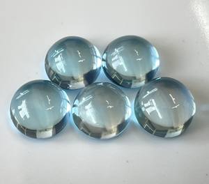 Topacio azul cielo natural, cabujón redondo de 8mm, piedra preciosa redonda de Topacio azul cielo suelto, calidad superior - Product Image 1