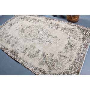 พรมตุรกีวินเทจขนแกะสีเบจสีน้ำตาล5.4 x 9.1ft เป็นมิตรต่อสิ่งแวดล้อมผ้าถักแบบแบนลายเย็บปะติดปะต่อกันตกแต่งห้องรับแขกห้องโถง - Product Image 4