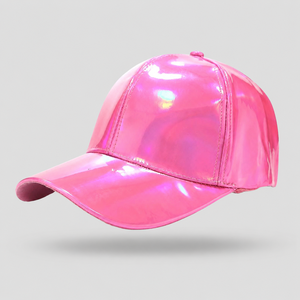 Casquettes de baseball structurées en PU <span class=keywords><strong>holographique</strong></span> de haute qualité, noires, à 6 panneaux, réglables, unisexes, décontractées et artistiques - Product Image 2