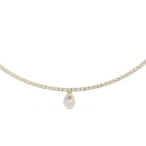 Collar de Novia de Oro Blanco de 14K con Diamantes Cultivados en Laboratorio en Forma de Pera y Redondos para Mujer, Regalo de Aniversario de Bodas de Lujo Certificado, Elegante y Fino - Product Image 6
