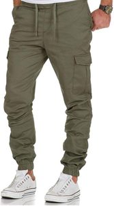Nay1il, pantalones de chándal informales para hombre, ropa de trabajo deportiva de otoño, cierre de cintura elástica, peso pesado, ajuste holgado, estilo frontal plano con múltiples bolsillos - Product Image 3