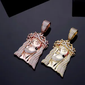 Colgante de Jesús Mini Cristianizado de Hip Hop Premium, Chapado en Oro de 18k, Completamente Adornado con Circonitas, al por Mayor y a Precio Económico - Product Image 4