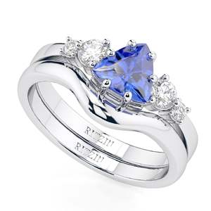 แหวนชุดเจ้าสาวสำหรับผู้หญิงสีน้ำเงินเข้มล้านล้านเพชรตัด5หิน - Product Image 6