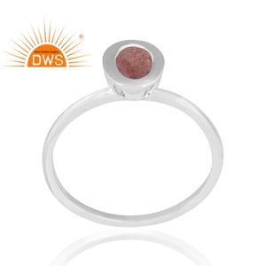 Anillo de piedras preciosas de cuarzo de fresa Natural de plata de ley de nueva tendencia, joyería de diseño personalizado para mujer, regalo para ella - Product Image 1