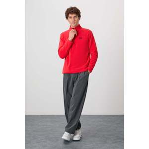 เสื้อสเวตเชิ้ตผ้าฟลีซคอตั้งสำหรับผู้ชาย Air Jones สีเฟียสต้า เสื้อพูลโอเวอร์สำหรับกิจกรรมกลางแจ้งที่ให้ความอบอุ่น เหมาะสำหรับกีฬาฤดูหนาวและสวมใส่ลำลอง - Product Image 2