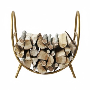 Support de rangement pour bûches de cheminée intérieure et extérieure en métal doré pour usage domestique et jardin - Product Image 5